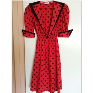 Rockabilly Red Polka Dot Vintage Collar Dress